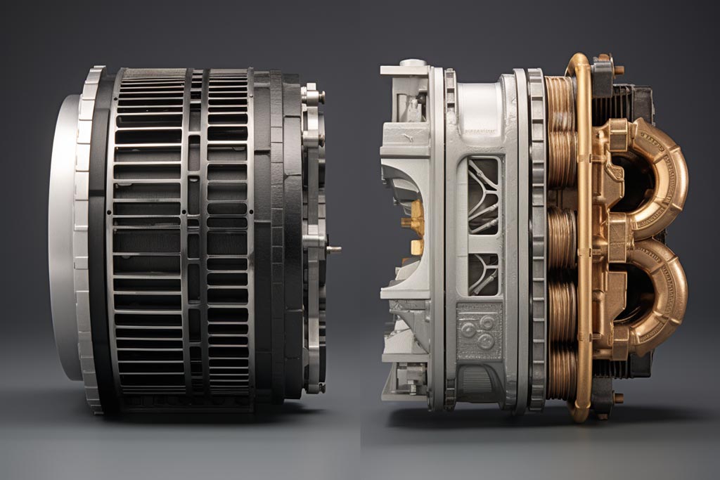 Un Confronto Fianco A Fianco Tra Componenti Hvac Tradizionali E Componenti Termoformati, Che Evidenzia Le Differenze Nel Design E Nell'Efficienza Dei Materiali.